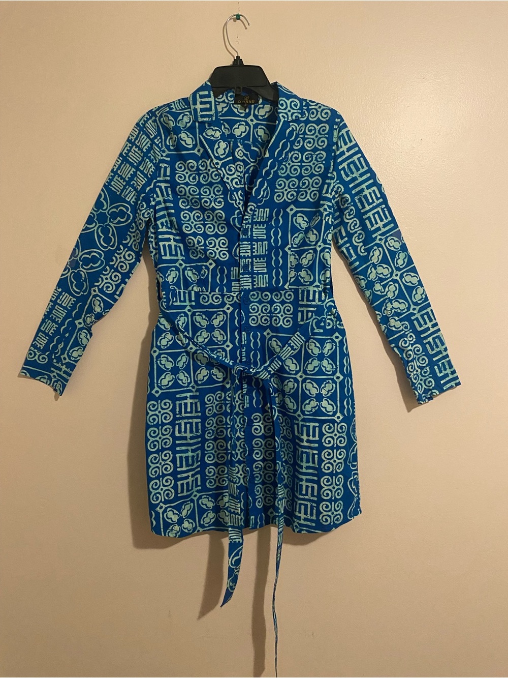 D’IYANU Blue & Aqua Printed Wrap Dress